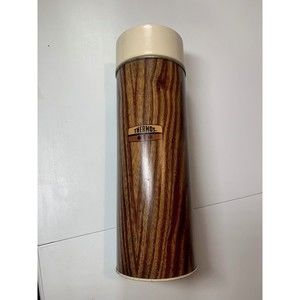 Vintage Genuine Thermos Brand Woodgrain Thermos Bottle 13.5"